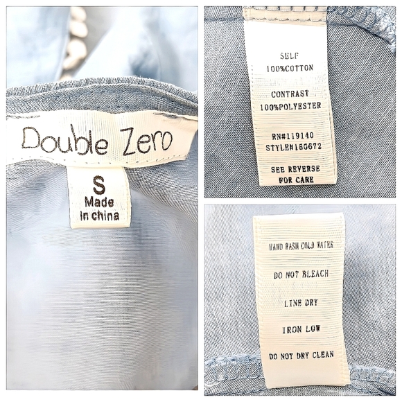 Double Zero Blue Ruffle Cropped Tank Top Braided Straps Size S Denim - Picture 4 of 4